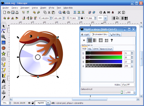 Ảnh chụp màn hình trình chỉnh sửa đồ họa vector Inkscape