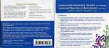 Free download Instructors Resource CD-ROM to accompany Lehninger Principles of Biochemistry fourth edition Cover and Disc free photo or picture to be edited with GIMP online image editor