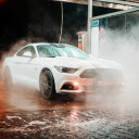 Introduction to the Ford Mustang with White Smoke on the Road  screen for extension Chrome web store in OffiDocs Chromium