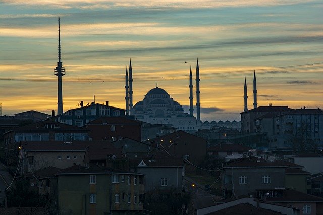GIMP 온라인 이미지 편집기로 편집할 수 있는 저녁의 이스탄불 일몰 무료 사진 템플릿 무료 다운로드