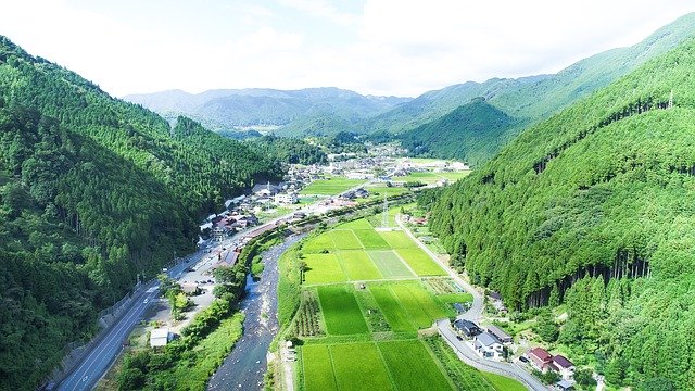 Descarga gratuita Vista aérea del paisaje de Japón: foto o imagen gratuita para editar con el editor de imágenes en línea GIMP