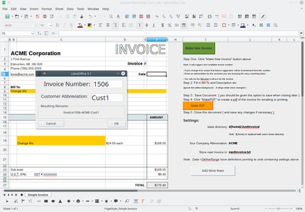 JustInvoice 무료 다운로드 - 온라인 LibreOffice 또는 OpenOffice Desktop에서 무료로 편집할 수 있는 간단한 자동 인보이스 생성 DOC, XLS 또는 PPT 템플릿