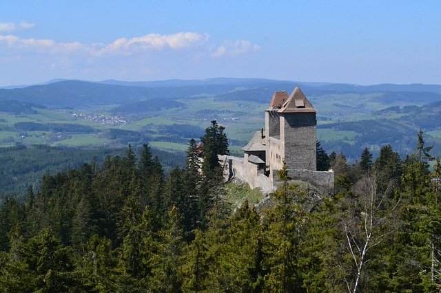 Muat turun percuma Kašperk Castles View Czech - foto atau gambar percuma untuk diedit dengan editor imej dalam talian GIMP