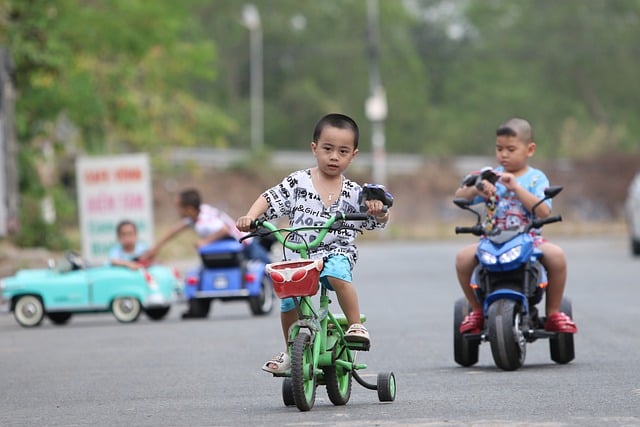 Free download kids ride bikes childhood road free picture to be edited with GIMP free online image editor