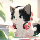 Kitten with Headphones  screen for extension Chrome web store in OffiDocs Chromium