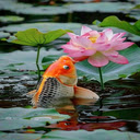 Koi fish in lotus pond wallpaper  screen for extension Chrome web store in OffiDocs Chromium
