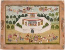 Free download Krishna and Balarama within a Walled Palace:  Page from a Dispersed Bhagavata Purana (Ancient Stories of Lord Vishnu) free photo or picture to be edited with GIMP online image editor