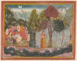 Free download Krishna and Radha in a Bower:  Page From a Dispersed Gita Govinda free photo or picture to be edited with GIMP online image editor