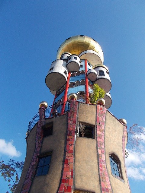 تنزيل Kuchlbauer Hundertwasser Tower - صورة مجانية أو صورة ليتم تحريرها باستخدام محرر الصور على الإنترنت GIMP