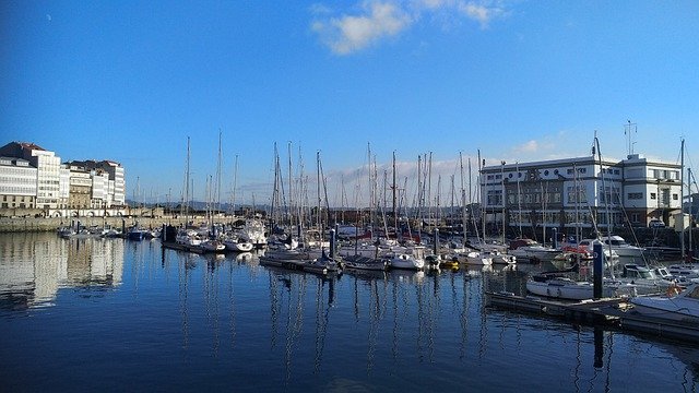 Free download la coruna yacht reflection water free picture to be edited with GIMP free online image editor