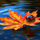 Ladybug on maple leaf wallpaper  screen for extension Chrome web store in OffiDocs Chromium