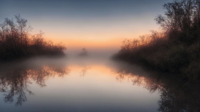 Free download lake autumn sunset fog forest free picture to be edited with GIMP free online image editor