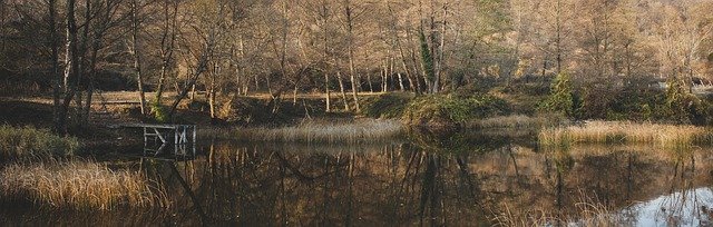 Unduh gratis Lake Bridge Autumn - foto atau gambar gratis untuk diedit dengan editor gambar online GIMP