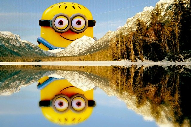 Free download Lake Mcdonald Landscape Minion -  free illustration to be edited with GIMP free online image editor