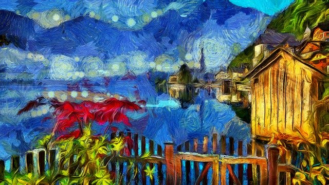 Free download Lake Mountains Red Painter -  free illustration to be edited with GIMP free online image editor