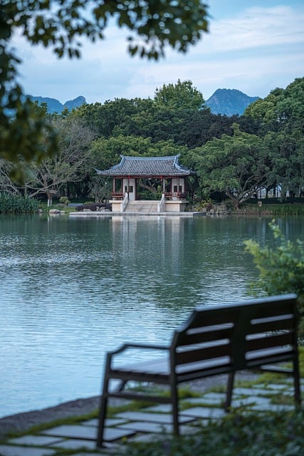 Gratis download lake park bench wenzhou gratis foto om te bewerken met GIMP gratis online afbeeldingseditor