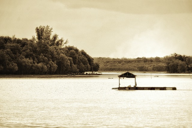 Free download lake river floating house lonely free picture to be edited with GIMP free online image editor
