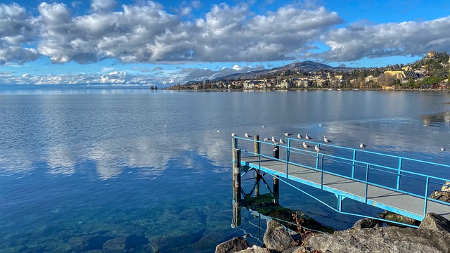 Free download lake seagull pontoon cloud free picture to be edited with GIMP free online image editor