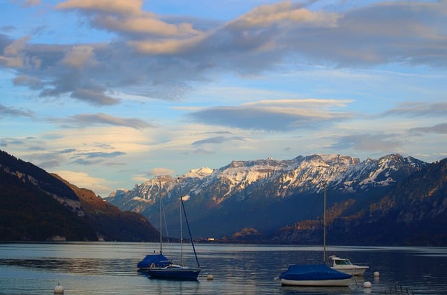 Free download lake thun boats alpine landscape free picture to be edited with GIMP free online image editor