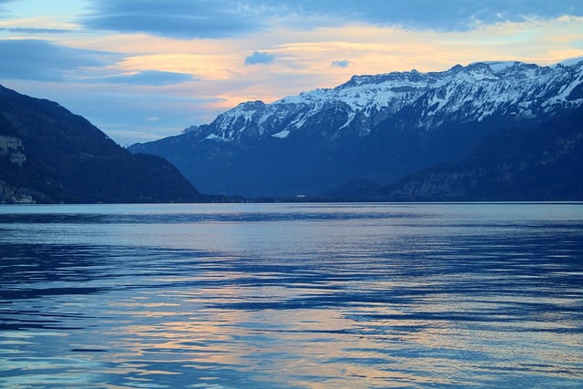 Free download lake thun panorama mountains sunset free picture to be edited with GIMP free online image editor