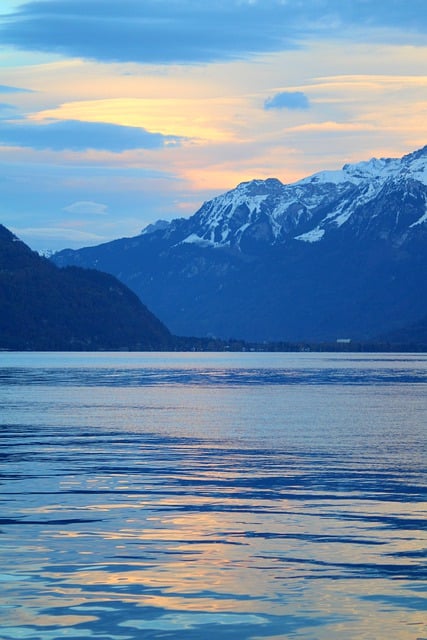 Free download lake thun sunset alpine landscape free picture to be edited with GIMP free online image editor