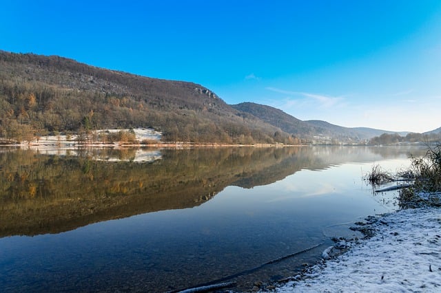 Ücretsiz indir göl suyu kar kış manzarası GIMP ücretsiz çevrimiçi resim düzenleyiciyle düzenlenecek ücretsiz resim