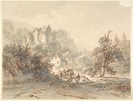 Free download Landscape with a Hunting Party free photo or picture to be edited with GIMP online image editor