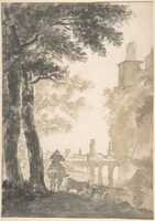 Free download Landscape with a Mounted Herdsman and Cows, a City in the Background free photo or picture to be edited with GIMP online image editor