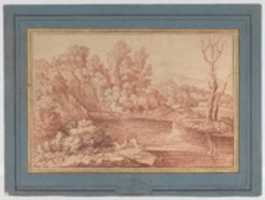 Free download Landscape with Figures on the Bank of a River free photo or picture to be edited with GIMP online image editor