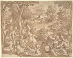 Free download Landscape with Lovers and Hunters free photo or picture to be edited with GIMP online image editor
