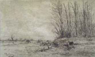 Free download Landscape with Two Figures, Herd of Sheep, and a Cow free photo or picture to be edited with GIMP online image editor