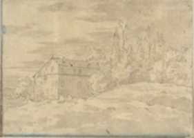 Free download Landscape with Villa Surrounded by Trees (Smaller Italian Sketchbook, leaf 22 recto) free photo or picture to be edited with GIMP online image editor
