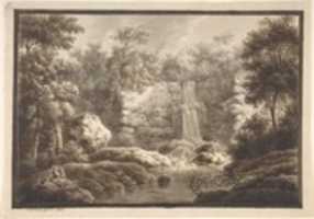 Free download Landscape with Waterfall and a Mother and Child free photo or picture to be edited with GIMP online image editor