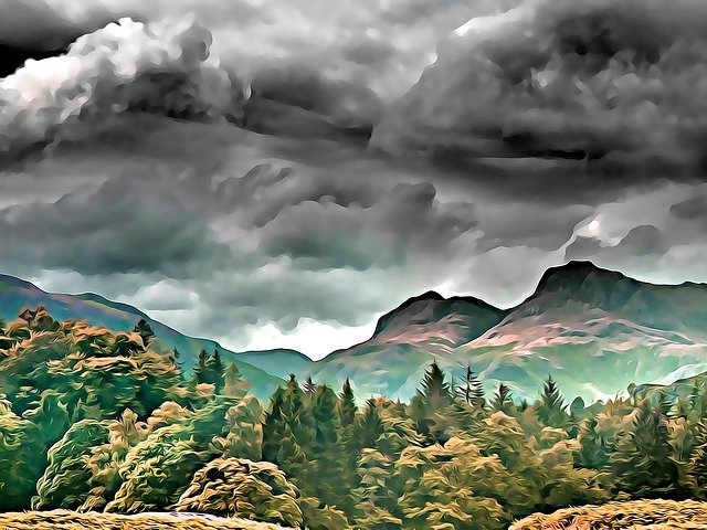 Free download Langdale Landscape Lake District -  free illustration to be edited with GIMP free online image editor