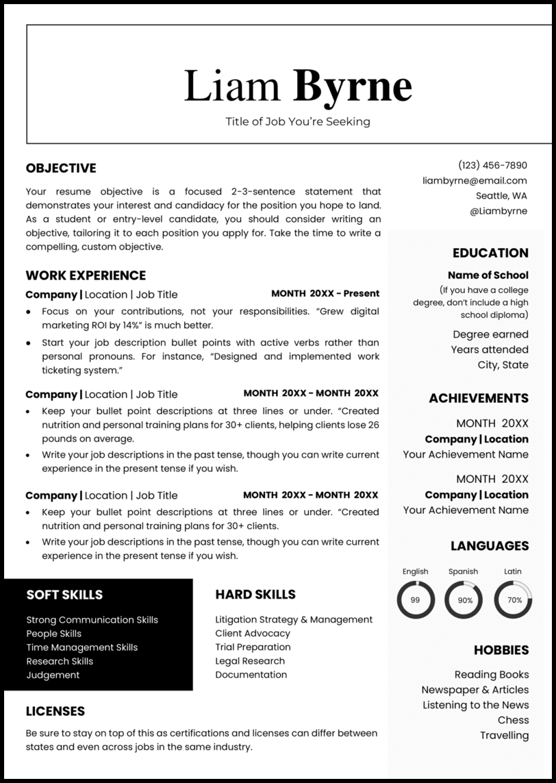 The lawyer up Word resume template