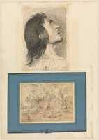 Free download Leaf from Aedes Walpolianae mounted with a print and a drawing (a): Head in Profile of Prodigal Son; (b): The Wagonner (after Peter Paul Rubens) in Jean-Paul Mariette mount free photo or picture to be edited with GIMP online image editor