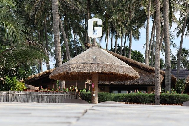 Free download Letter G Coconut Tree Cottages -  free photo or picture to be edited with GIMP online image editor