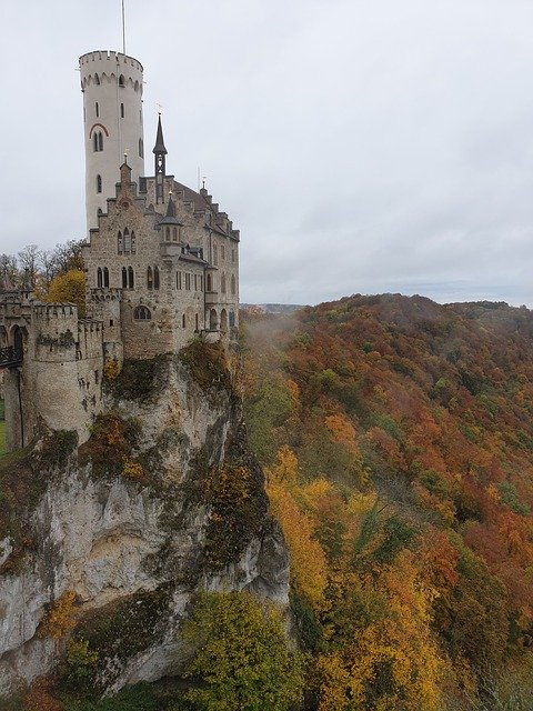 Free download Lichtenstein Castle Autumn Tower -  free photo or picture to be edited with GIMP online image editor