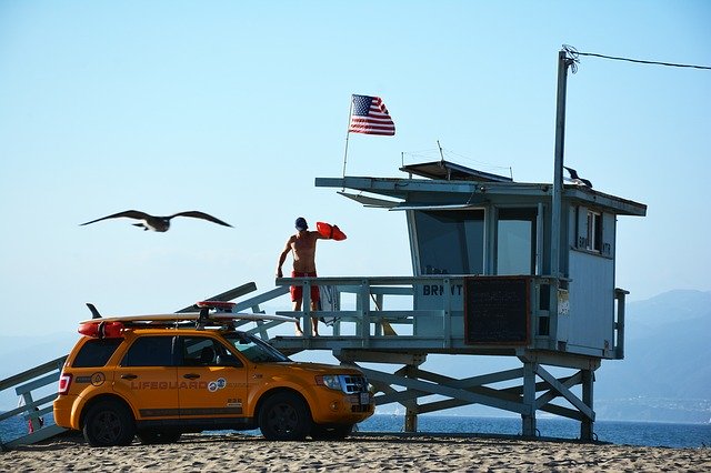 Free download Lifeguard Yellow Beach -  free photo or picture to be edited with GIMP online image editor