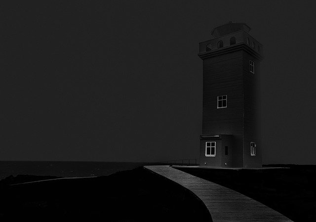 Free download Lighthouse Fog Black White -  free illustration to be edited with GIMP free online image editor