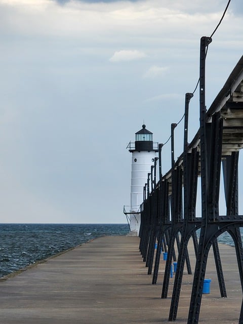 Free download lighthouse lake michigan pier free picture to be edited with GIMP free online image editor