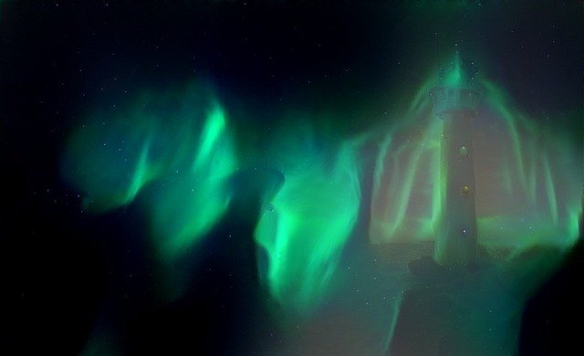 Free download Lighthouse Northern Lights Beauty -  free illustration to be edited with GIMP free online image editor
