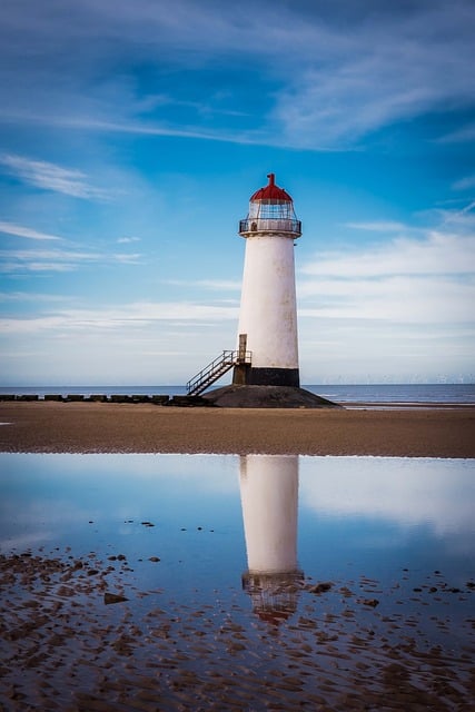 Free download lighthouse sea beach reflection free picture to be edited with GIMP free online image editor