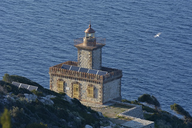 Free download lighthouse sea seagull greenery free picture to be edited with GIMP free online image editor