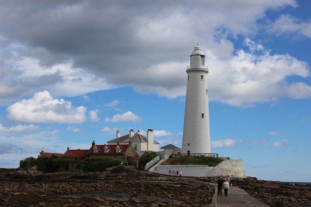 Gratis download Lighthouse St Mary Whitley Bay - gratis foto of afbeelding om te bewerken met GIMP online afbeeldingseditor