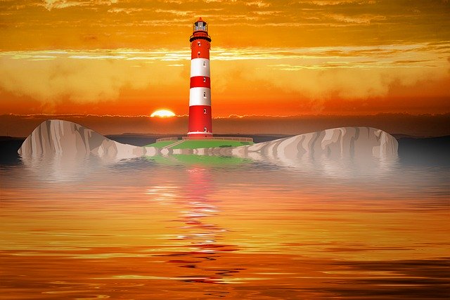 Free download Lighthouse Sunset Rock -  free illustration to be edited with GIMP free online image editor