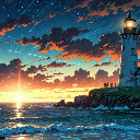 Lighthouse Under a Vibrant Sunset  screen for extension Chrome web store in OffiDocs Chromium