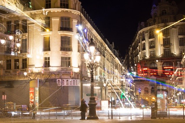 Free download Lille Night-Time Photography City -  free photo or picture to be edited with GIMP online image editor