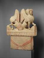 Free download Limestone funerary stele (shaft) surmounted by two sphinxes free photo or picture to be edited with GIMP online image editor