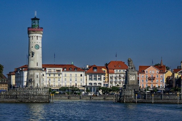 Free download Lindau Harbour Entrance Lake free photo template to be edited with GIMP online image editor